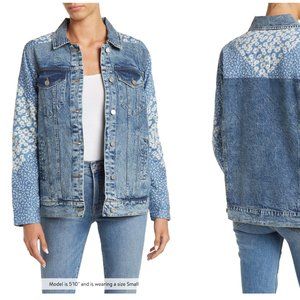 Avec Les Filles Floral Patchwork Denim Jacket